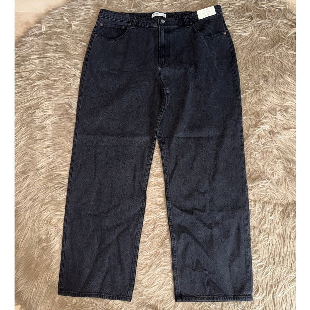New Abercrombie & Fitch High Rise The Loose Fit Denim Black Jeans size 34/28